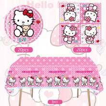 Sanrio 50pcs Sanrio Hello Kitty Party Supplies,Included Birthday Banner,Hanging Vortex,Plates,Napkins,Tablecloth,Includes 1 Pc Birthday Banner,8 PCS Hanging Vortexs, 20 PCS Paper Plates ,20 PCS Napkins ,1 Tablecloth For Hello Kitty Birthday Party Decorations,For Hello Kitty Party Decorations,Hello Kitty Birthday Party Decorations,Hello Kitty Party Decorations