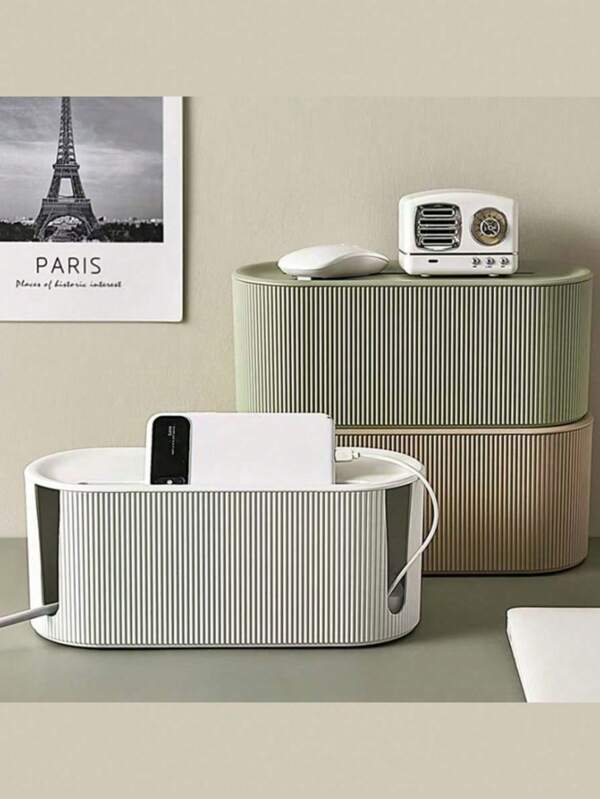 Multifunctional Nordic Style Plastic Cable Management Box, Desktop Organizer, Suitable For Wire Organization And Storage, Large Capacity For Hiding Sundries, Dustproof And Insulated Design, Suitable For Office Desks, TVs, Computers, USB Hubs And Power Strips, Space-Saving Home Organization Solution., Back To School