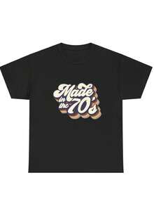 -70s Print Shirt, Casual For Women, Short Sleeves, 1 Piece, Thick Cotton - Comfortable Round Neck, -Soft And Cute Shirt For Sleeping. - Black - View 2