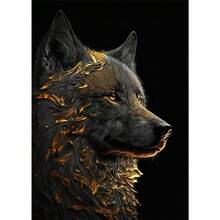 1 件动物黑金鹰狮帆布画金属海报墙艺术北欧鹿虎狼天鹅美学画客厅装饰可选框架