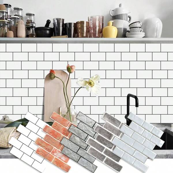 10 Peças/20 Peças/30 Peças Adesivos de azulejo 3D autoadesivos e reforçados, 27 x 27 cm Adesivos decorativos para renovação de parede doméstica, adequados para cozinha, varanda, pia, banheiro e sala de jantar Decoração de casa Decoração de parede Decoração de banheiro Papel de parede Acessórios de cozinha Itens de cozinha Decoração de cozinha Adesivos de parede Adesivo de parede