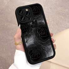 This Elegant Phone Case Features A Black Rose Design With Silvery Accents And Is Compatible With Various  Models, Including The 16 Pro Max, 16 Plus, 16 Pro, 16, 15 Pro Max, 15 Plus, 15 Pro, 15, 14 Pro Max, 14 Plus, 14 Pro, 14, 13 Pro Max, 13 Pro, 13, 12 Pro Max, 12 Pro, 12, 11 Pro Max, 11 Pro, 11, XR, XS Max, XS, X, 7, And 8 Plus. It Provides Shock Protection And Is Essential For Apple Device Owners.,Suitable For 17 Air - Svart - Visa 2