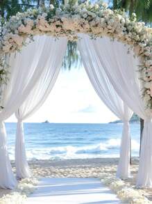 1 pezzo di tessuto in chiffon bianco per arco, tessuto per arco da matrimonio, decorazione per lo sfondo di feste di compleanno, decorazione romantica in poliestere per matrimoni, feste nuziali, doccia nuziale, decorazioni per la stanza, adatto per arco da matrimonio, decorazione cancellata scale, decorazione schienale sedie, tenda a rete trasparente per porte, runner da tavolo in garza, tovaglia, forniture per banchetti e feste