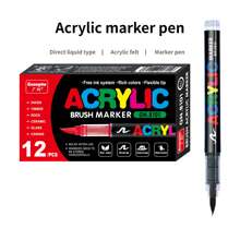 12 Stücke/Set Acrylfarb-Marker, Optionen Weiß/Gold/Schwarz/Silber, hochdeckende metallische Farben, permanente Marker, Zeichen- und DIY-Werkzeuge