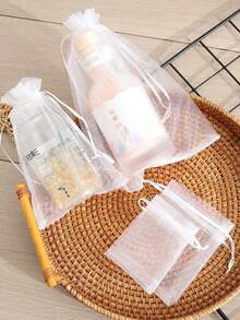 50个欧根纱礼品袋、珠宝袋、带抽绳的小网袋、用于包装透明袋、珠宝袋、小礼物、婚礼回礼、白色欧根纱糖果袋、婚礼糖果桌装饰、婚礼场地和背景墙装饰、礼品包装用品