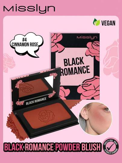  MISSLYN - Black Romantic Blush, Pearly Powder Blush, Long-Lasting Color, Silky Texture, High Color Payoff, Lightweight & Breathable, Matte Or Pearly Finish, Easy To Blend, Creates Natural Radiance, Natural-Looking Makeup. Brand Cosmetics, Face Makeup, Suitable For Women And Girls, Essential For Winter, Y2K Style, Fashionable, Birthday Gift, Valentine's Day Gift, Party Essential, New Year Gift, Best Color, Cruelty-Free And Vegan.