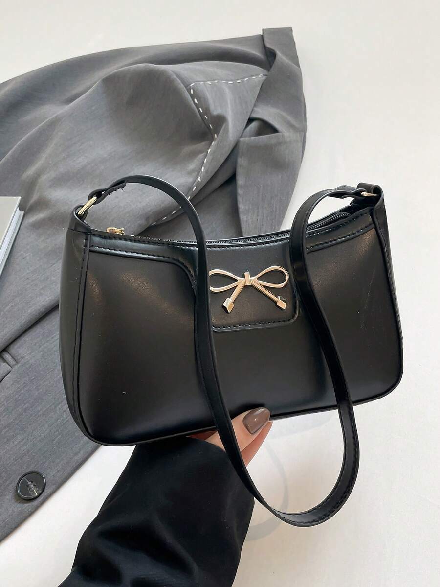 1 件优雅女士新月形单肩包 - 休闲时尚仿皮腋下包，涤纶衬里，纯色拉链手提包，适合各种场合，约会、旅行，送给女朋友的礼物，情人节礼物，表达爱意