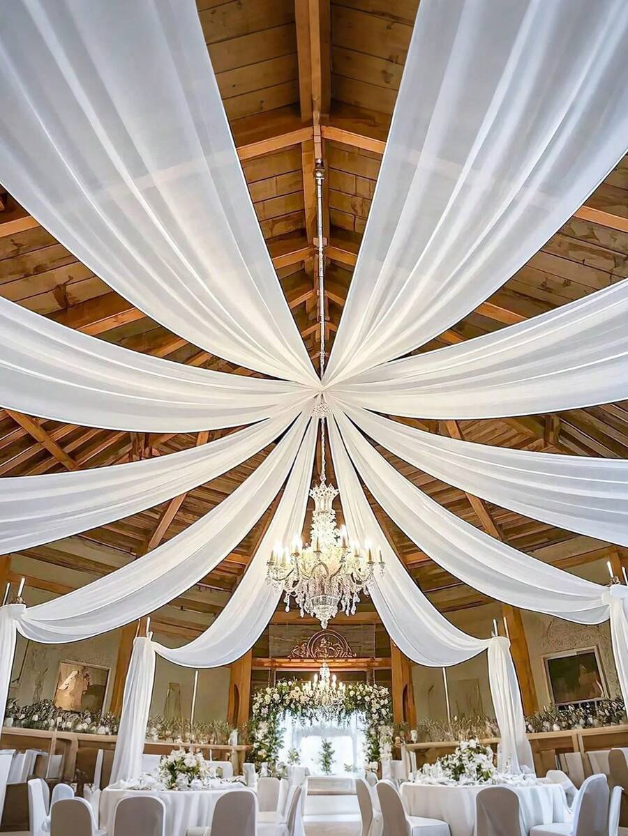 3 kích cỡ - Vải rèm voan trắng mỏng 8m, rèm voan dài màu trơn, phông nền tiệc đa năng, thích hợp cho cổng cưới, trang trí nhà cửa, phông nền phòng tiệc sinh nhật, phông nền lễ cưới, khăn trải bàn trang trí tiệc mừng em bé, khăn trải bàn, đạo cụ chụp ảnh trang trí, vải voan màu trơn. - trắng - Xem 1