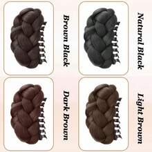 合成发髻发片，爪夹发髻发夹，合成假发髻接发，女士日常佩戴发髻假发 - 彩色 - 查看 4