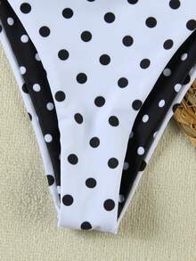 女士性感优雅波点挂脖比基尼泳衣套装，休闲海滩度假约会装，春夏款 - 彩色 - 查看 6