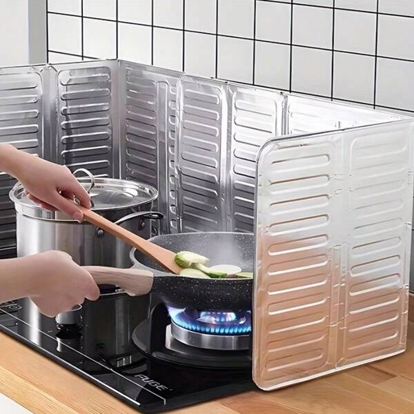 1 pieza Protector contra salpicaduras de aceite para cocina, Pantalla resistente al calor de papel de aluminio para proteger la estufa de salpicaduras