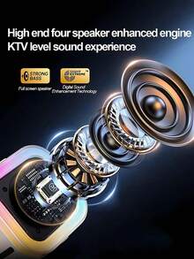 便携式无线卡拉 OK 扬声器，带无线麦克风，HlFl 立体声 KTV 扬声器系统，带 RGB 彩色 LED 灯的无线扬声器，可修改语音，适合户外、运动、旅行的卡拉 OK 机，是家庭聚会、生日礼物的最佳礼物 - 彩色 - 查看 6