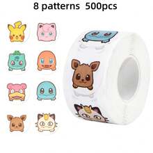 bandai 500pcs Sticker Set - Cute Waterproof Vinyl Stickers Including Eevee, Charizard And More , Great For Laptops, Water Bottles, Phones, DIY Crafts, Scrapbooking, Collecting And Gifts