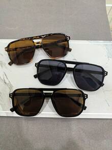 3 件套经典休闲时尚双光束时尚眼镜，男女皆宜，适合夏季防晒、海滩度假、户外运动、派对、驾驶、钓鱼、骑行、购物和摄影配件。多种颜色可选：黑色、棕色和豹纹，适合夏季海滩度假、户外、旅行