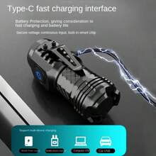 Mini Lanterna Brilhante com 3 lâmpadas LED de alta luminosidade, recarregável via USB, design com clipe, leve e portátil, adequada para uso doméstico, caminhadas noturnas, camping ao ar livre, acessórios de camping