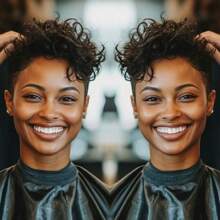 Short Elfin Cut Human Hair Wig For Women Short Afro Curly Wave Human Hair Wig With Bangs Remy Peruvian Human Hair Wig Rose Net Full Machine Made Nature Color Human Hair 4inch 180% Density Holiday Wear Party Wear