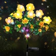 1 Peça Luz Solar de Flor de Rododendro - Decoração de Jardim Externa com LED, Luminária de Piso de Pátio Eficiente em Energia com Pétalas Refletivas Multicoloridas, Iluminação Solar para Caminho para Ambientação Noturna, Luzes de Jardim Noturno | Design de Luz Floral
