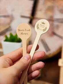 Mescolatori per bevande rotondi personalizzati, mescolatori per cocktail quadrati in legno, mescolatori per cocktail personalizzati per bar, bevande, caffè, regalo ideale per la sposa, matrimonio/festa/affari, mescolatori monouso, raffinati, alla moda, retrò, minimalisti personalizzati, regalo unico per lui/lei, anniversario, San Valentino, Festa della Mamma - Colore del legno (legno) - Visualizzare 5