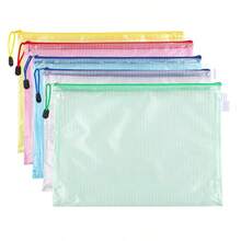 5个装办公透明手提拉链收纳袋，学生信息袋，带拉链口袋，方便分类收纳 - 非常适合十字绣、拼图游戏、旅行、学习、棋盘游戏和办公用品 - A4信纸尺寸，返校季必备