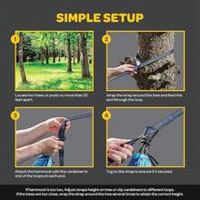 Durable 400 Lb Capacity Nylon Camping Hammock Chair, Available In Double Or Single Sizes With Tree Straps - Black - View 6