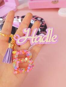 1 PC Custom Name Handmade Colorful Resin Keychain, Personalised Heart Initial Resin Keychain, Letter Keychain, Gift Idea, Kids Backpack Charm