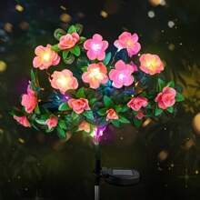 1 Peça Luz Solar de Flor de Rododendro - Decoração de Jardim Externa com LED, Luminária de Piso de Pátio Eficiente em Energia com Pétalas Refletivas Multicoloridas, Iluminação Solar para Caminho para Ambientação Noturna, Luzes de Jardim Noturno | Design de Luz Floral