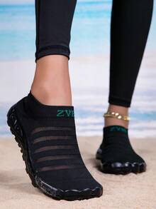 ZVB Unisex Aqua Shoes, Suitable For Barefoot Lovers, Swimming & Diving, Soft-Soled Beach Shoes, Quick-Drying Outdoor Summer Sandals, Fishing Water Shoes, Non-Slip & Breathable Wading Shoes - Black - View 7