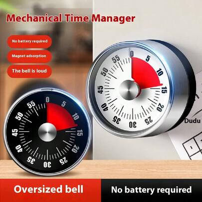 Tragbarer Edelstahl Timer, Zeitmanagement-Tool, mechanische Uhr für Küche, Studium, Selbstdisziplin, sichtbare rotierende Countdown-Weckuhr