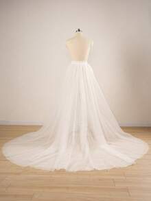 1 Pc Overskirt Tulle Skirt For Halloween White Black Royal Blue Ivory Dusty Pink Red Fall Clothes For Women - Multicolor - View 3