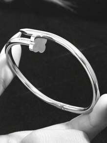 1pc Stainless Steel Bracelet Men And Women's Four Seasons Personalized Design Heart Zirconia Bracelet Jewelry Accessories Gifts, Jewelry Gold Jewelry Jewelry Women Bracelets Accessories Women Stainless Steel Jewelry Bracelets For Women