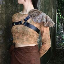 1pc Medieval Viking Armor Leather Belt With Fur Shoulder Pads, Carnival Halloween Costume Accessories - ZSJ-089 - View 9