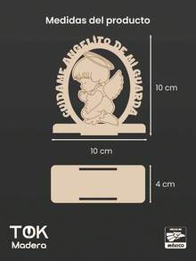 Servilletero Ángel de Madera MDF con Frase  – Decoración para Bautizo, Baby Shower, Primera Comunión o Fiesta Infantil – Estilo Tierno y Religioso