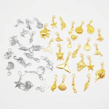 Metal Alloy Marine Life Charm With Lobster Claw Clasps Mixed Lot Fishes Sea Stars Shells Pendant Jewelry Making Crafts Bag Shoes Hanging Decor