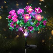 1 Peça Luz Solar de Flor de Rododendro - Decoração de Jardim Externa com LED, Luminária de Piso de Pátio Eficiente em Energia com Pétalas Refletivas Multicoloridas, Iluminação Solar para Caminho para Ambientação Noturna, Luzes de Jardim Noturno | Design de Luz Floral
