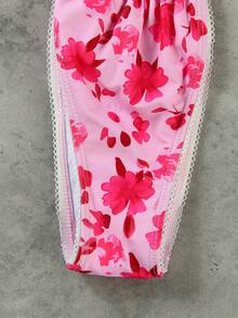 新款春夏欧美休闲印花女士蝴蝶结装饰性感沙滩比基尼套装，适合海滩、度假、派对、约会等场合。 - 印花 - 查看 4