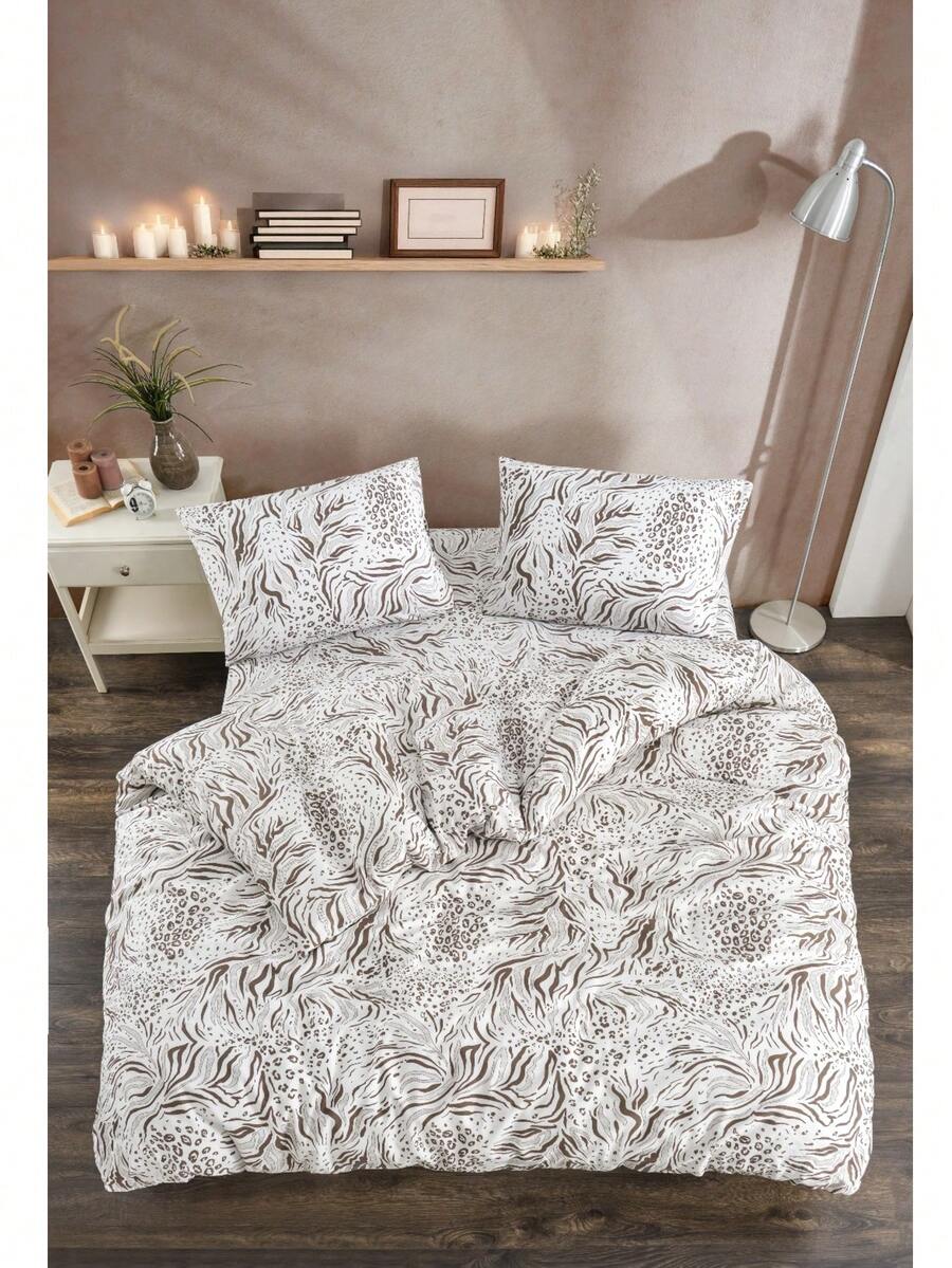 3/4 件套土耳其棉印花被套，四季皆宜，160*220 厘米和 200*220 厘米被套，100*200 厘米和 160*200 厘米床笠，50*70 厘米枕套，柔软舒适 - 綠色 - 查看 1