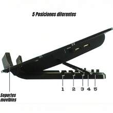 Base con Ventilador Silencioso Para Laptop, Soporte Ajustable de Altura, Diseño Ergonómico Antideslizante, Ideal para Computadoras Portátiles de 12 a 17 Pulgadas, Ligero y Portátil para Oficina, Hogar o Gaming - Negro - Ver 5