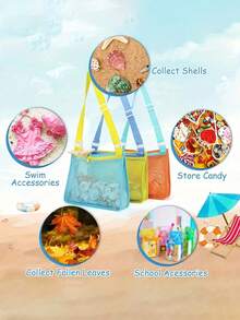 Lightweight Beach Mesh Tote Bag With Adjustable Shoulder Strap - Perfect For Shells, Beach And Holiday Essentials - Multicolor - View 4