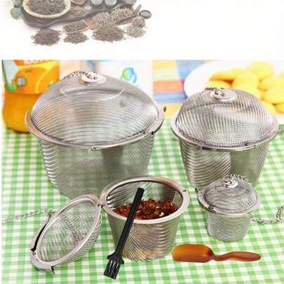 4 Piece Stainless Steel Tea Infusers Set Extra Fine Mesh Tea Strainer For Loose Tea Spice Cooking Extended Chain Hook Tea Steeper Balls Diffuser Leaf Holder For Brewing Tea Spices Seasoning