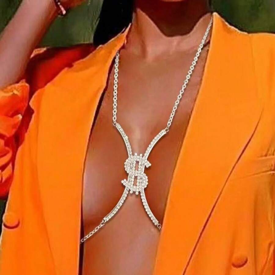 1pc Fashionable, Sexy Rhinestone Bra Insert, Unique Bikini Accessory