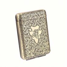 1pc Metal Vintage Cigarette Case, Triple Open Cigarette Box, Fashionable Gentlemen Style, Holds 20 Regular/16 King Size Cigarettes, Unisex Portable Metal Cigarette Case, Engraved Cigarette Box With Anti-Crush Design