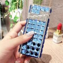 1 pezzo Custodia per sigarette con strass, capacità di 20 sigarette, apertura automatica, scatola sottile per sigarette lunghe, custodia per sigarette con decorazioni in strass creativa per donne, accessori per fumatori, accessori per fumatori femminili, porta sigarette, custodia portasigarette