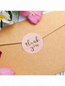 500 piezas de etiquetas adhesivas redondas de color rosa con mensaje de agradecimiento, para bolsas de caramelos, regalos de flores, cajas de pasteles, empaque de bodas - Multicolor - Ver 4