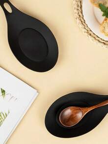 1pc/3pcs Spoon Pad, Easy To Clean TPE Kitchenware Pad, Silicone Spoon Pad, Heat-Insulated Spoon Pad, Flavor Dining Utens, Restaurant Spoon Rack - Black - View 8