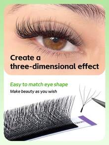 12 paquetes de pestañas postizas de 5D 0.07 de pelo denso rizado natural, hilos trenzados a mano, ideales para extensiones de pestañas en salones DIY y principiantes. - D - Ver 5