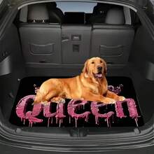 1pc Universal Queen Crown Pattern Car Trunk Mat, Made Of Durable Polyester Fiber, Car Carpet, Purple Black Background Interior - one-size - View 3