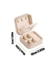 A Jewelry Storage Box With A Makeup Mirror, Portable Travel Zipper Jewelry Box, Simple Travel And Home Jewelry Box, Fashionable Personalized Leather Mini Jewelry Box For Earrings, Necklaces, Rings Storage, Dust-Proof Small Jewelry Storage Box, Jewelry Accessory Storage Box And Vanity Box, Perfect For Storing Rings, Pendants, Earrings, Ties, Bracelets, Great Gift For Girlfriend, Mother's Anniversary, Men's & Women's Gifts