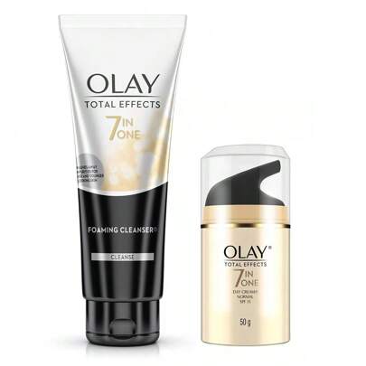 Olay paquete de Olay Total Effects - Crema de día con FPS 15 de 1.7 oz + Limpiador espumoso de 3.3 oz