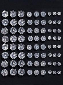 72/48/24 Stücke Set modischer, minimalistischer funkelnder Strass-Ohrstecker, Paar-Ohrstecker Schmuckset, Party/Date/Geschenk, geeignet für das ganze Jahr