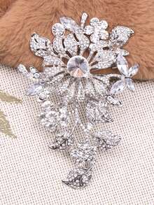复古水钻镂空空中花朵玫瑰胸针 - 多色 - 查看 6